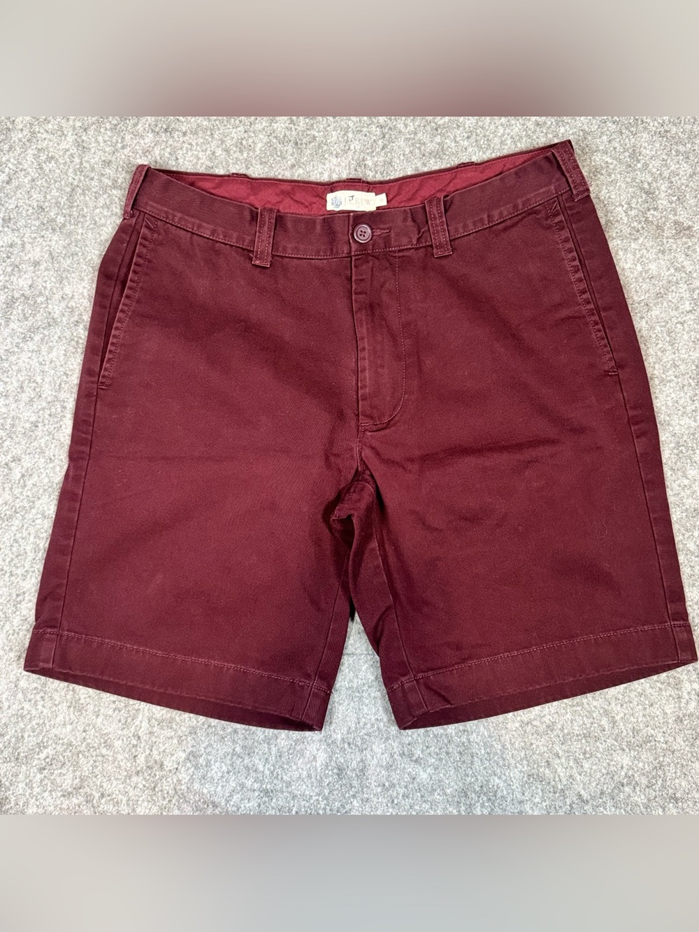 J. Crew Men's Wine Flat Front Chino Shorts, Size 32